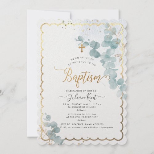 PixDezines H2 Eucalyptus Baptism  Invitation