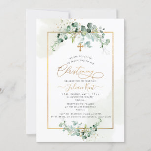 PixDezines H2 Eucalyptus Christening Invitation
