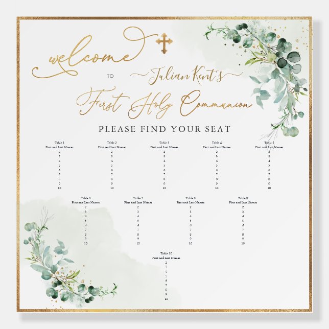 PixDezines H2 Eucalyptus First Communion Seating Foam Board (Front)