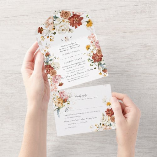 PixDezines H2 Fall Garden Flowers All In One Invitation