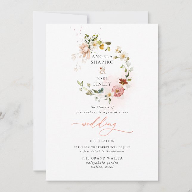 PixDezines H2 Fall Garden Flowers Boho Wedding Invitation (Front)