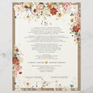 PixDezines H2 Fall Garden Flowers Marriage Cert Letterhead