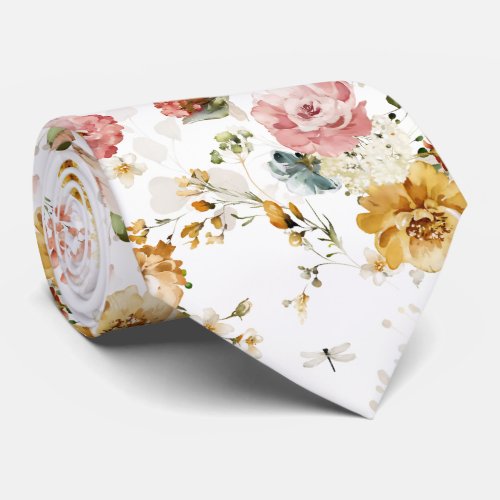 PixDezines H2 Fall Garden Flowers Neck Tie