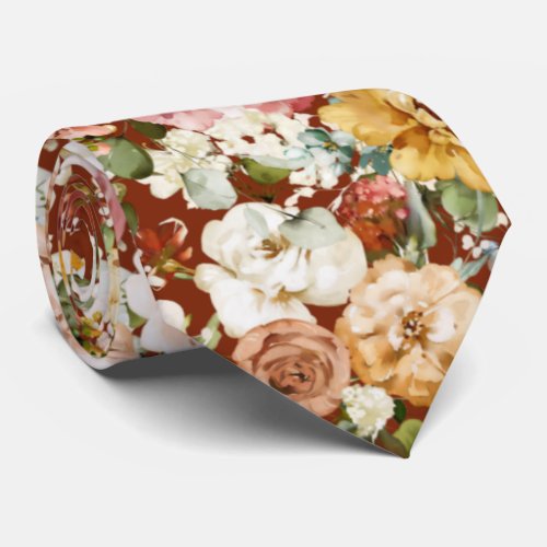 PixDezines H2 Fall Garden Flowers Neck Tie