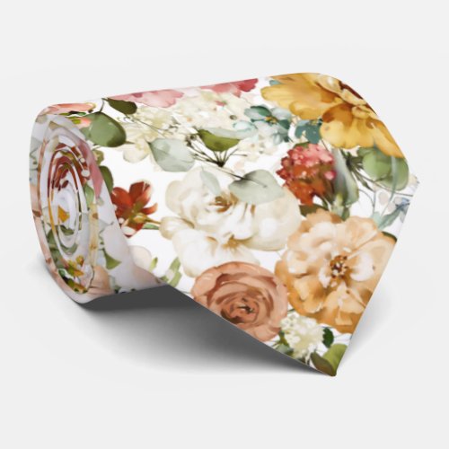 PixDezines H2 Fall Garden Flowers Neck Tie