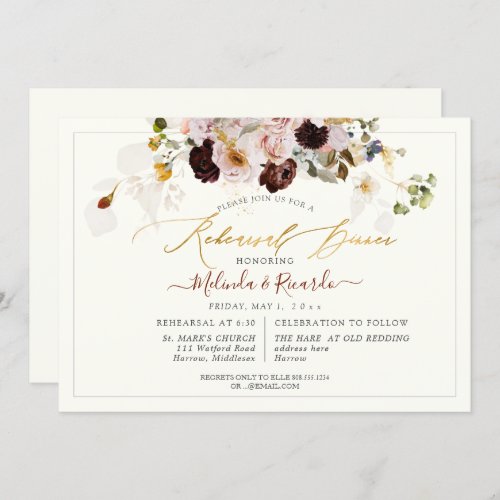 PixDezines H2 Fall Garden Flowers Rehearsal Dinner Invitation