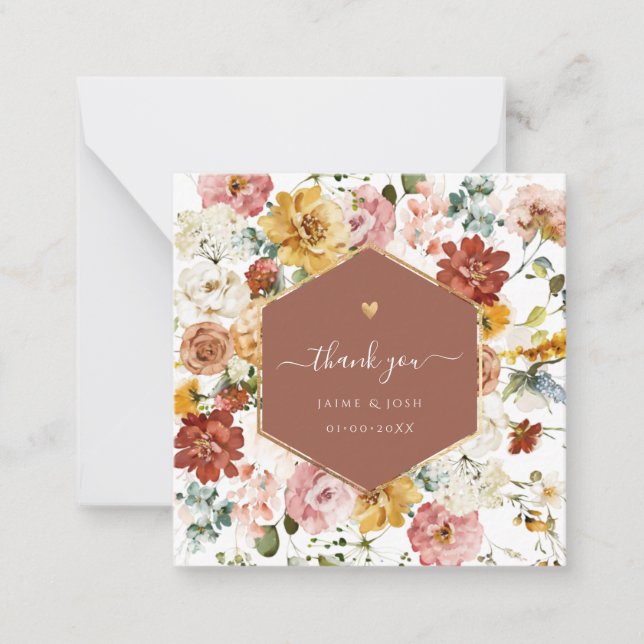 PixDezines H2 Fall Garden Flowers Thank You Note Card (Front)
