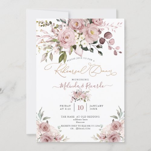 PixDezines H2 Flowers Dusty Roses Hydrangeas Invitation