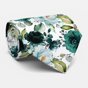 PixDezines H2 Flowers Emerald Green Neck Tie