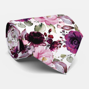 PixDezines H2 Flowers Merlot Chardonnay Neck Tie