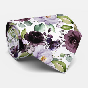 PixDezines H2 Flowers Merlot Lavender Purple Neck Tie