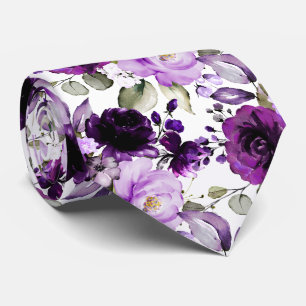 PixDezines H2 Flowers Ultra Violet Lavender Purple Neck Tie