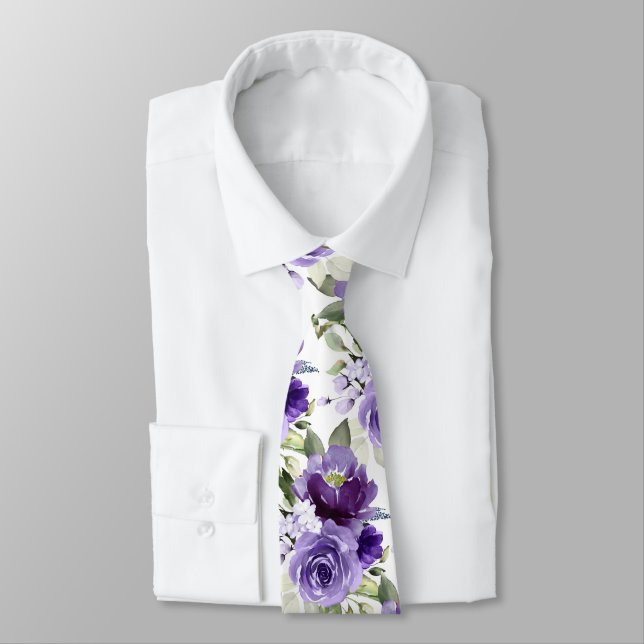 PixDezines H2 Flowers Violet Lavender Purple Roses Neck Tie