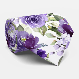 PixDezines H2 Flowers Violet Lavender Purple Roses Neck Tie