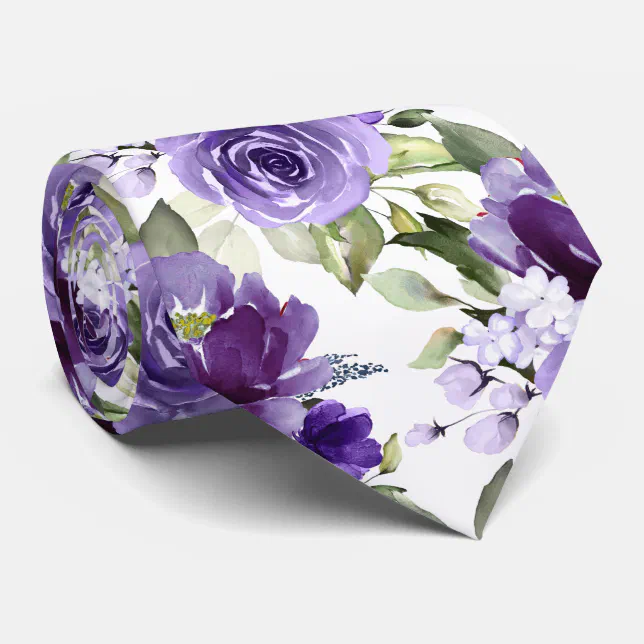 PixDezines H2 Flowers Violet Lavender Purple Roses Neck Tie