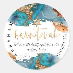 PixDezines H2 Galaxy Modern Abstract Bar Mitzvah   Classic Round Sticker