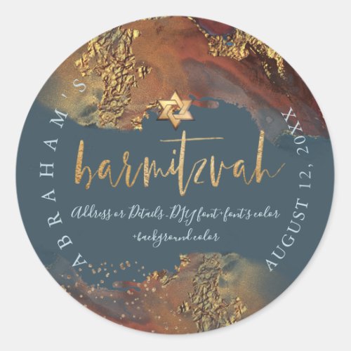 PixDezines H2 Galaxy Modern Abstract Bar Mitzvah   Classic Round Sticker