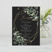 PixDezines H2 Green Gold Eucalyptus Bridal Shower Invitation (Standing Front)