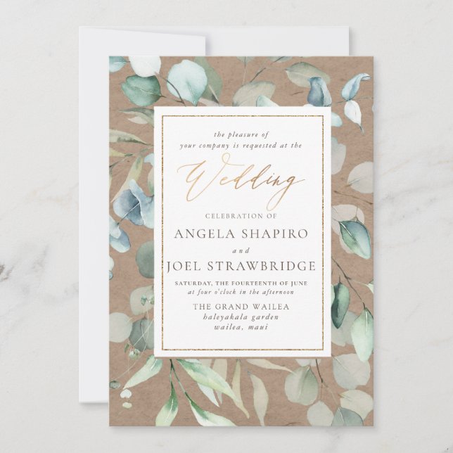 PixDezines H2 Greenery Rustic Eucalyptus   Invitation (Front)