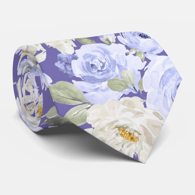 PixDezines H2 Light Lilac Purple Roses DIY Bckgrnd Neck Tie (Rolled)