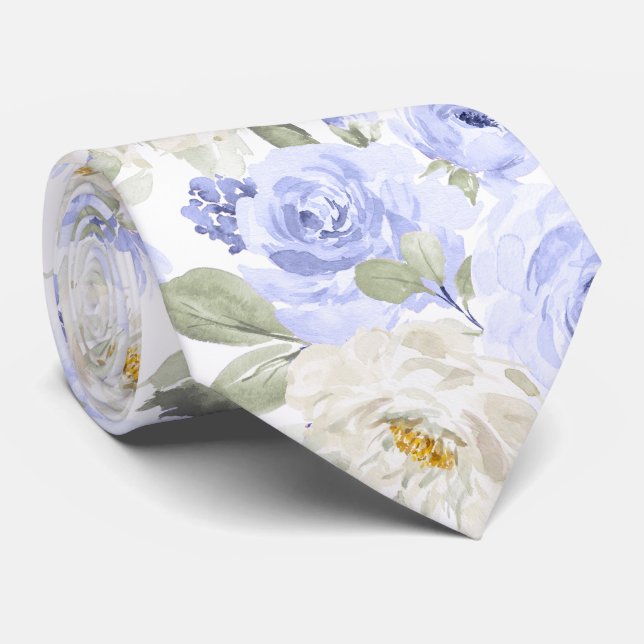 PixDezines H2 Light Lilac Purple Roses Neck Tie (Rolled)
