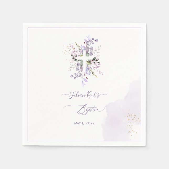 PixDezines H2 Lilac Purple Eucalyptus Baptism Napkins (Front)