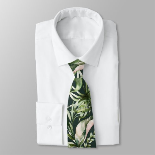 PixDezines H2 Lush Tropical Foliage DIY background Neck Tie
