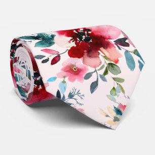 PixDezines H2 Mid Summer Flowers Burgundy Slate Neck Tie