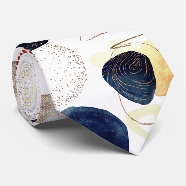 PIXDEZINES H2 MODERN ABSTRACT ORGANIC SHAPES NECK TIE (Rolled)