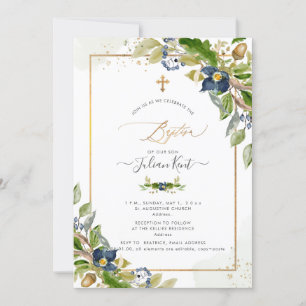 PixDezines H2 Oak n Berry Baptism Invitation