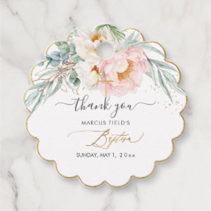 PixDezines H2 Peonies Eucalyptus Baptism Favor Tags