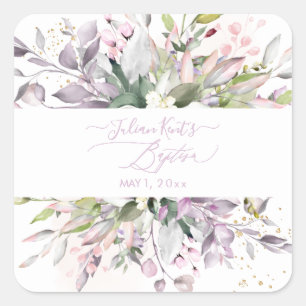 PixDezines H2 Pink Eucalyptus Baptism Classic Roun Square Sticker