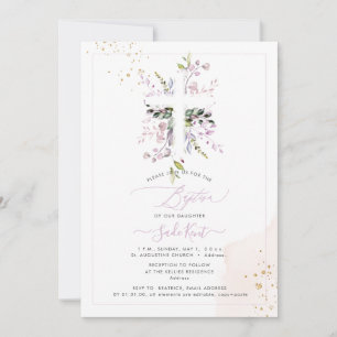 PixDezines H2 Pink Eucalyptus Baptism Invitation