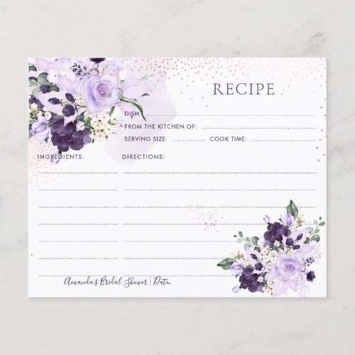 PixDezines H2 Purple Flowers Recipe Card