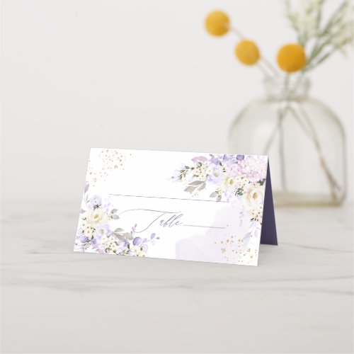 PixDezines H2 Purple Hydrangeas Cream Roses  Place Card