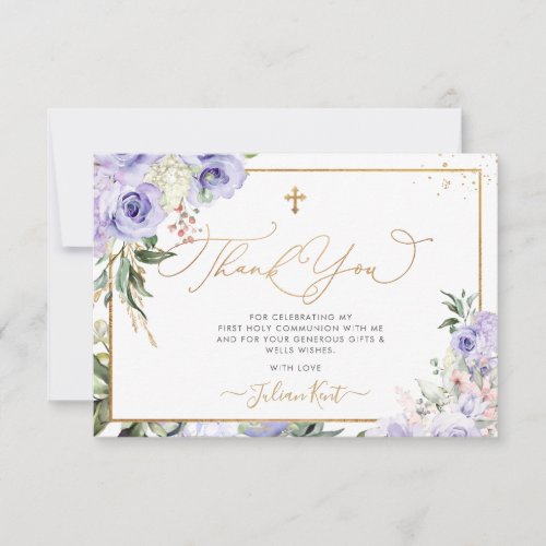 PixDezines H2 Purple Roses Communion Thank You Invitation