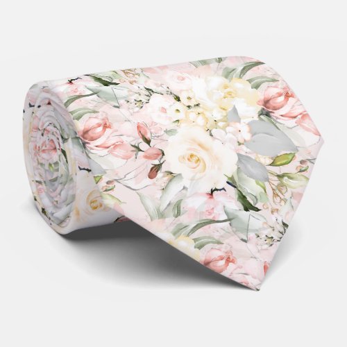 PixDezines H2 Roses Blush Cream DIY Background Neck Tie