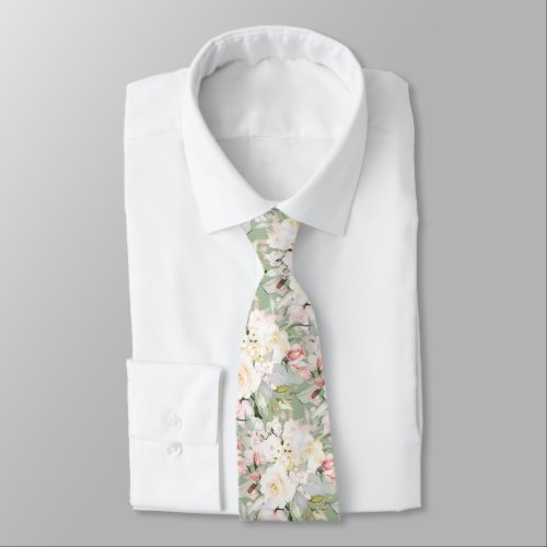 PixDezines H2 Roses Blush Cream DIY Background Neck Tie