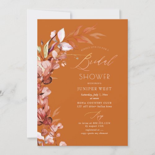 PixDezines H2 Rust Fall Eucalyptus Bridal Shower Invitation