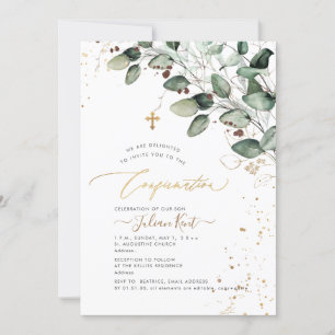 PixDezines H2 Rustic Gum Eucalyptus Confirmation Invitation