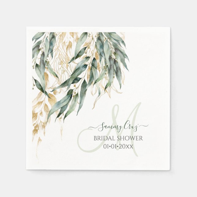 PixDezines H2 Rustic Willow Eucalyptus Monogram Napkins (Front)