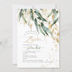 PixDezines H2 Rustic Willow Gum Eucalyptus Baptism Invitation
