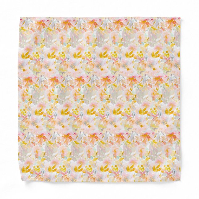 PixDezines H2 Spring Flowers Blush Mustard Pocket  Bandana (Front)