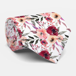 PixDezines H2 Spring Flowers Blush Red Neck Tie