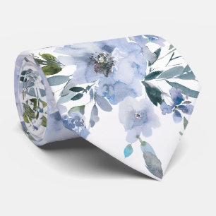 PixDezines H2 Spring Flowers Dusty Blue Navy Neck Tie