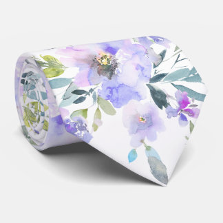 PixDezines H2 Spring Flowers Dusty Purple Roses Neck Tie