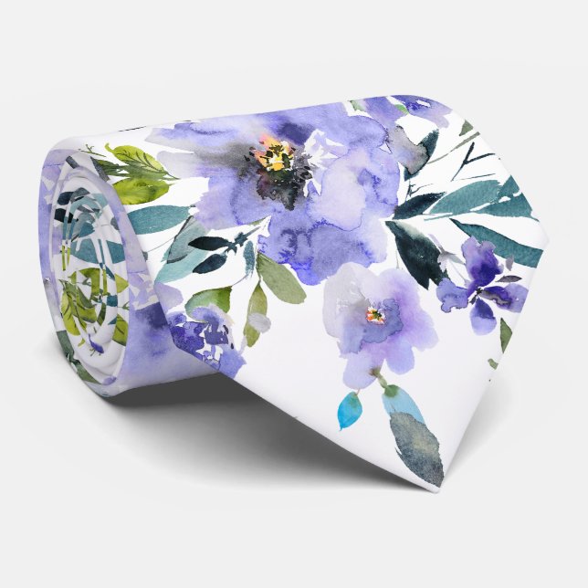 PixDezines H2 Spring Flowers Lavender Purple Roses Neck Tie (Rolled)