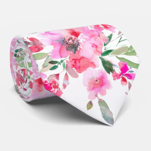 PixDezines H2 Spring Flowers Pink Red Neck Tie