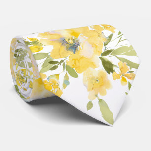 PixDezines H2 Spring Flowers Yellow Blue Roses Neck Tie