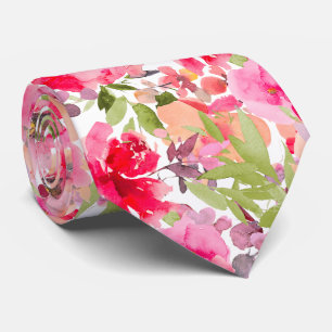 PixDezines H2 Summer Flowers Bright Hues Neck Tie
